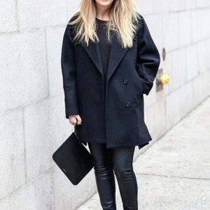 J.Crew Melton Wool Swing Coat Black